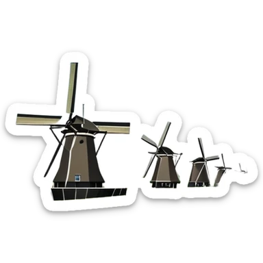 cinematic-realistic-kinderdijk-windmills-landmark-emoji,-showcasing-traditional-dutch-windmills-aligned-along-a-tranquil-canal,-with-lush-green-fields ina. picture frame sticker