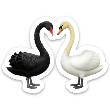 Black and white Black swan and white swan looking to each othe sticker