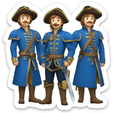 Three musketeers in blue sticker