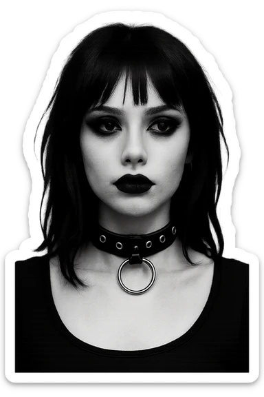 goth black white choker , remove background  sticker