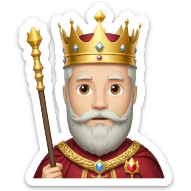 Bearded King, Wise king with short white beard, royal staff in hand, wearing crown
 sticker