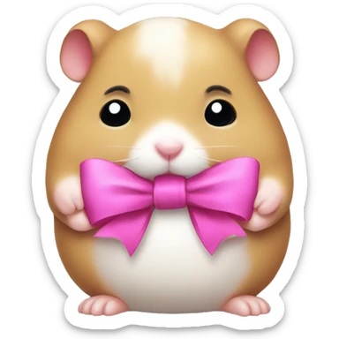 Sad hamster with a pink bow over it’s head sticker