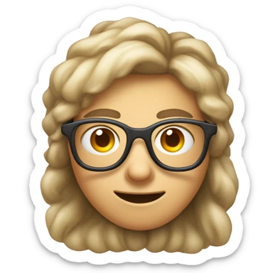 Grummeliger weiblicher Teenager mit langem Zopf und Brille  sticker