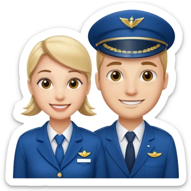 female flight attendant working with her male colleague sticker