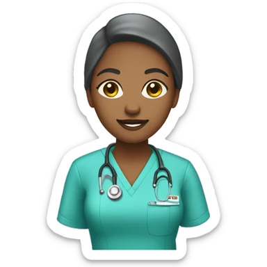 Female african american healthcare worker wearing scrubs facing left sticker
