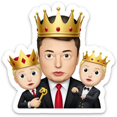 Elon musk as king and puppetmaster of Donald Trump bank robbers sticker