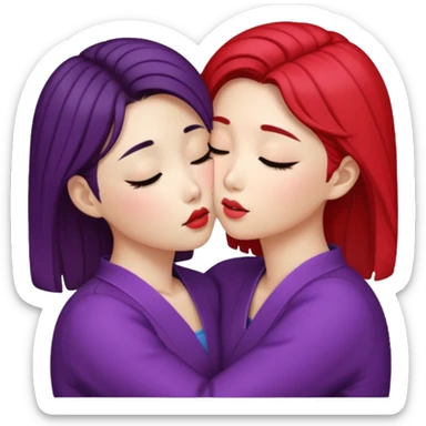 Korean lesbians, kissing sticker