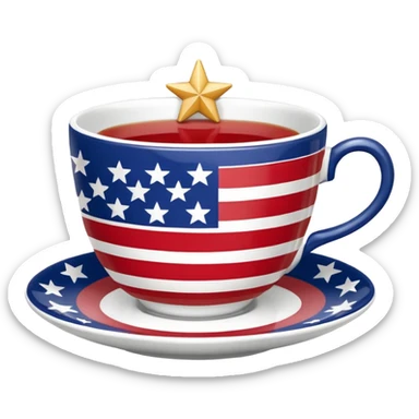 Us flag teacup sticker