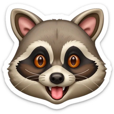 a raccoon with its tongue out with not red eyes  sticker
