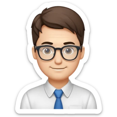 sigma male with nerdy glasses, smirking sticker