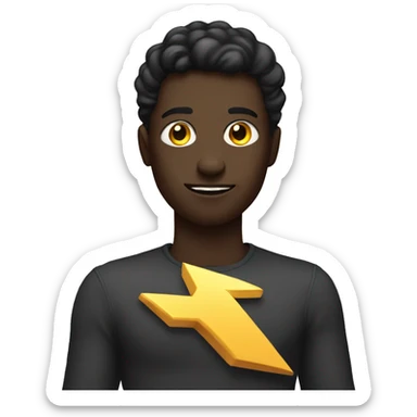 Dark skinned sist holding lightning bolt sticker