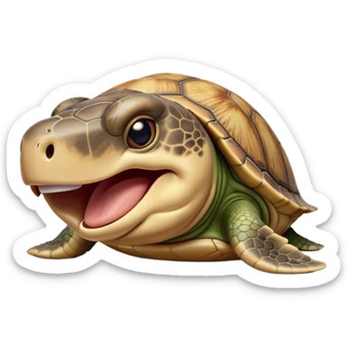 Cinematic Realistic Cute Yawning Sea Turtle Portrait Emoji, Head tilted slightly with a dramatic, wide-open yawn, showcasing a soft, textured shell and a tender, aged face with half-closed, drowsy eyes, rendered with natural shadows and delicate detail; high shine, relaxed yet expressive, styled with a dash of oceanic charm, soft glowing outline, capturing the essence of a sleepy yet affectionate sea turtle that appears ready to stretch out and drift into a peaceful nap! sticker