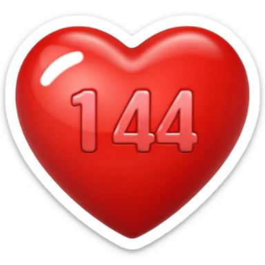 the number "14" in a red heart sticker