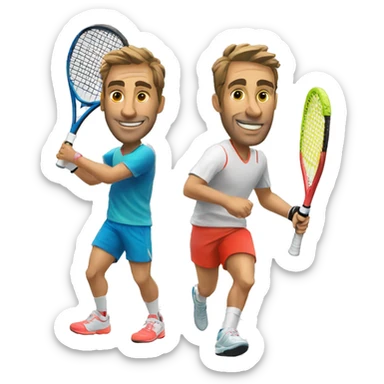 padel tennis player and runner sticker