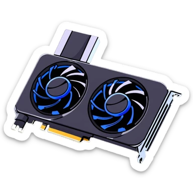 modern gaming video card with RGB lighting and cooling fans sticker