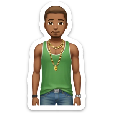 CJ from GTA San Andreas with his green tank top, jeans and chain necklace sticker