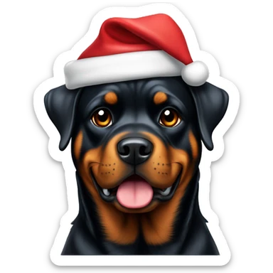 Rottweiler with Santa hat sticker