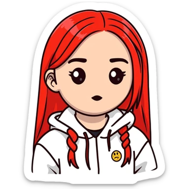 Make Billie Eilish as an emoji with red roots sticker