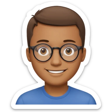 homme cheveux très court marron clair sans barbe sourrir avec lunettes rondes sticker