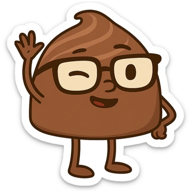 Animated chocolate truffle character raising one hand to wave and winking one eye, maintaining the same style as the original image with a transparent background. sticker