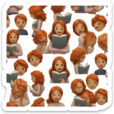 Redhead woman with book sticker