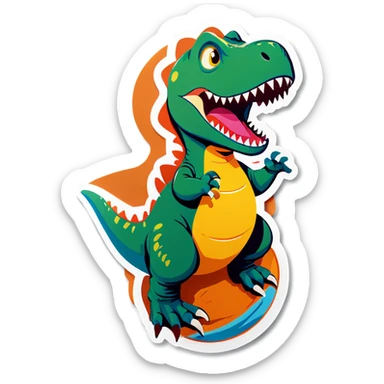 Baby riding a t-rex  sticker