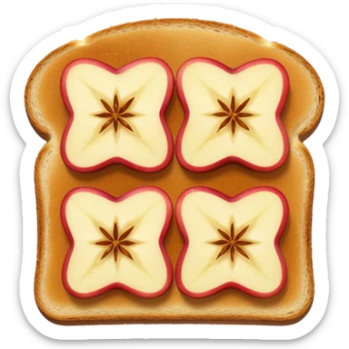 toast with apple slices on top, clean and minimal, no text sticker