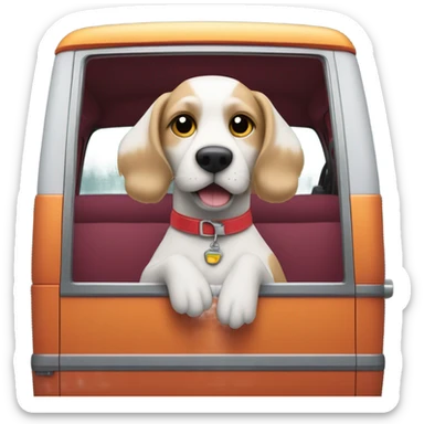 Dog driving a van sticker