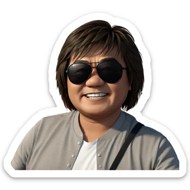 cool boy biking with sunglasses sticker