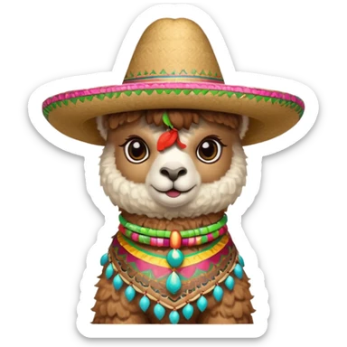 alpaca wearing a sombrero  sticker