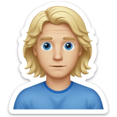 Blonde dude with wavy long middle part sticker