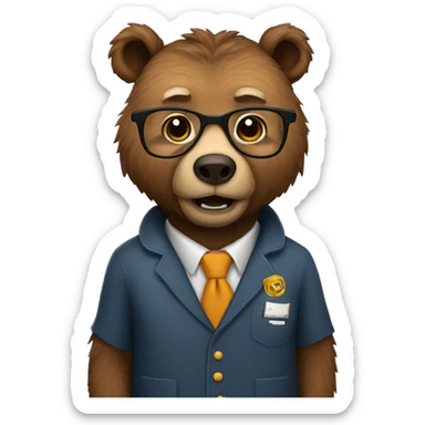 Grizzly bear dressed as a university professor  sticker