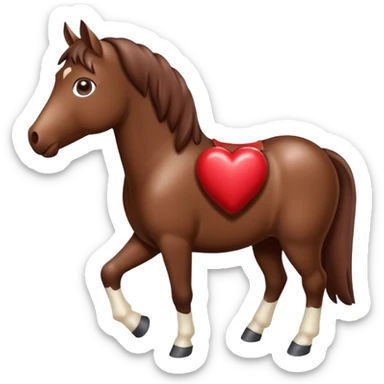 a horse with chocolate heart sticker