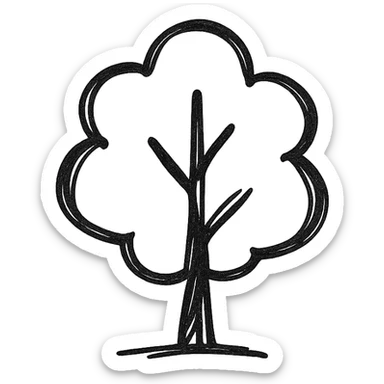 hand drawn outlined icon of a tree, no fill sticker