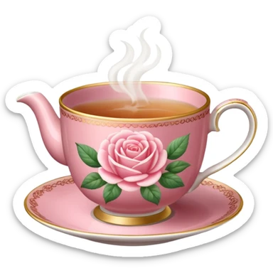 Milk rose tea in a very fancy floral small cup sticker