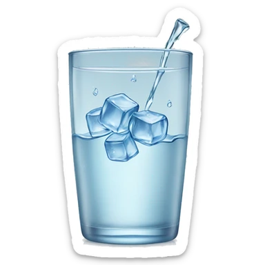 Glass of water with ice cubes  sticker