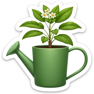 potted plant with a watering can above sticker
