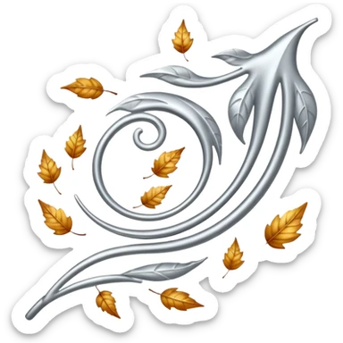 Falling 2 leaves made of silver 🍃 sticker