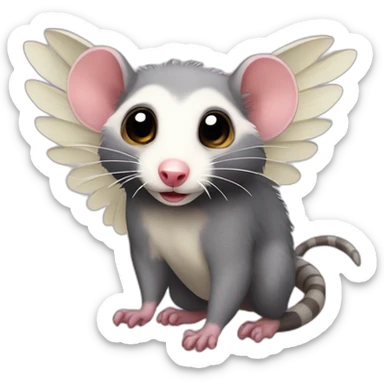 Adult wild opossum with wings  sticker