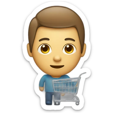 Person with a phone and a shopping cart sticker