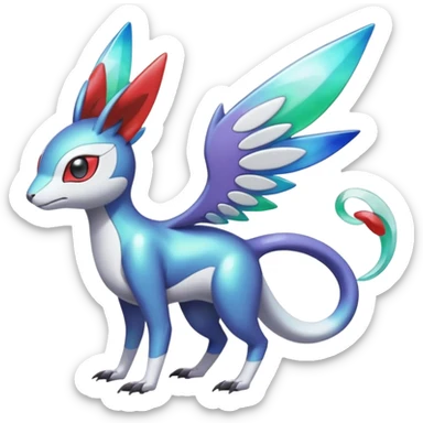 Shiny Colorful Vernid-Trico-Meloetta-Latias-Koraidon-Peppercat-Protogen-Pokémon-Digimon-Fakémon-fusion-hybrid-creature sticker
