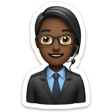 customer service operator, dark complecion sticker