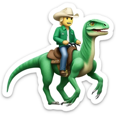Alan Jackson riding green velociraptor sticker