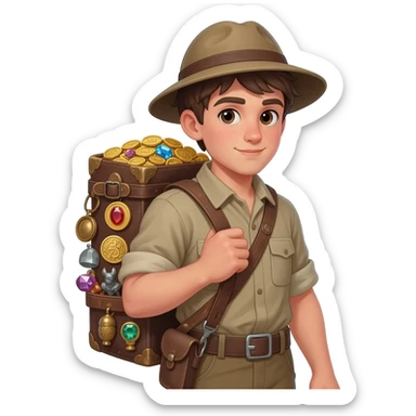  парень несет мешок с драгоценносями за спиной sticker