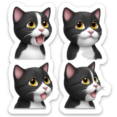 Cute cat sending kisses that black and white Tuxie  sticker