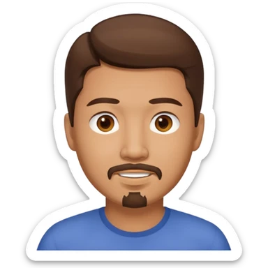 Asian man with brown hair and a goatee, friendly expression sticker
