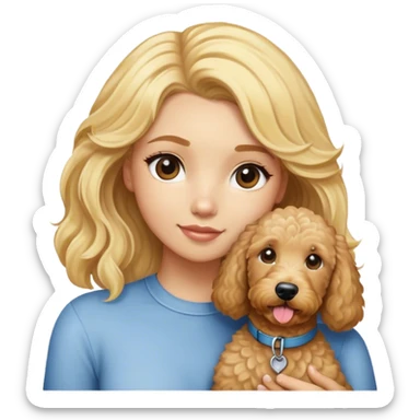 Goldendoodle with blonde girl sticker