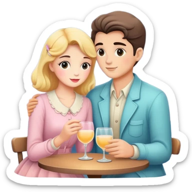 Pastel warm-colored romantic vintage Moonlight date sticker