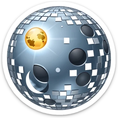 celestial disco ball moon sticker