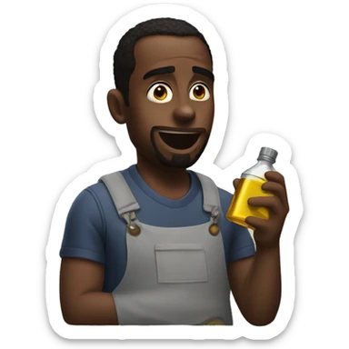 Diddy holding a bottle of oil sticker